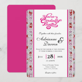 Rosenblatt-Hochzeitseinladung 2 mit rosa Buchstabe Einladung