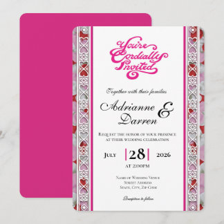 Rosenblatt-Hochzeitseinladung 2 mit rosa Buchstabe Einladung
