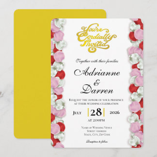 Rosenblatt-Hochzeitseinladung 4 mit goldenen Buchs Einladung