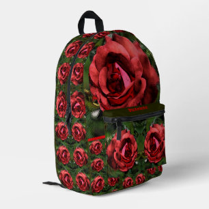 Rosenblume in blutabstrakter, personalisierter For Bedruckter Rucksack
