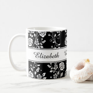 Rosenblumen-Blumenmuster-Namensdruck Kaffeetasse