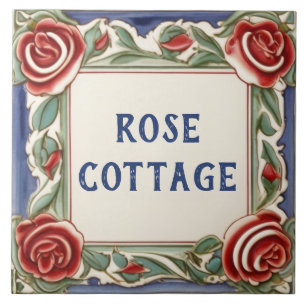 Rosenblumen-Hausname-Tafel-Schild-Plakette Fliese