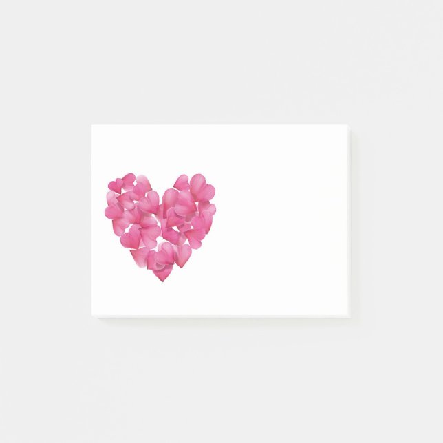 Rosenblumenblattherzen Stickies Anmerkungsblock Post-it Klebezettel (Vorderseite)