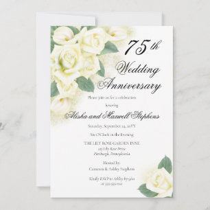 Rosenblumenstrauß 75. Hochzeitstagparty Einladung