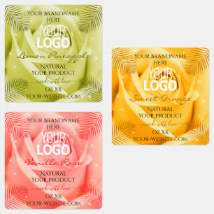 Rosenblüte Gelb Orange Rosa Produktetiketten Logo Etiketten