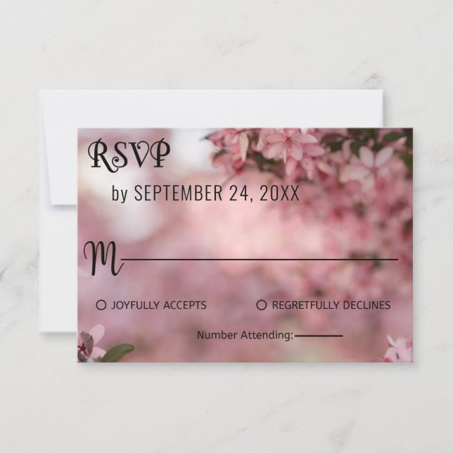 Rosenblüten aus Botanischem Rosa RSVP Karte (Vorderseite)