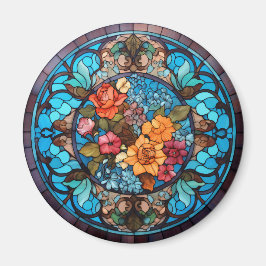 Rosenblüten-Falsch-Buntglas Magnet