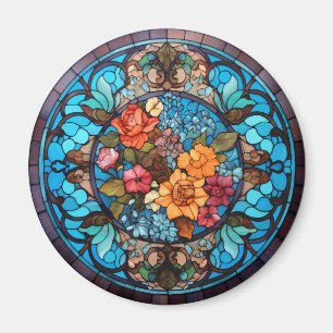 Rosenblüten-Falsch-Buntglas Magnet