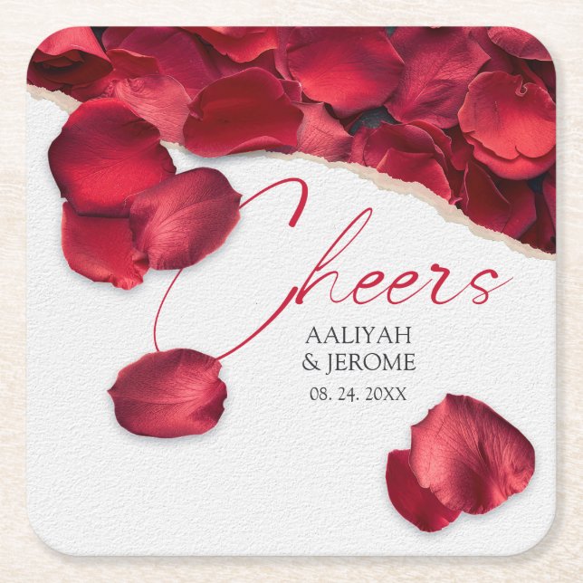 Rosenblüten Hochzeit Untersetzer (Vorderseite)
