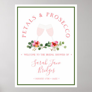 Rosenblüten & Prosecco Brautparty Willkommen Poster