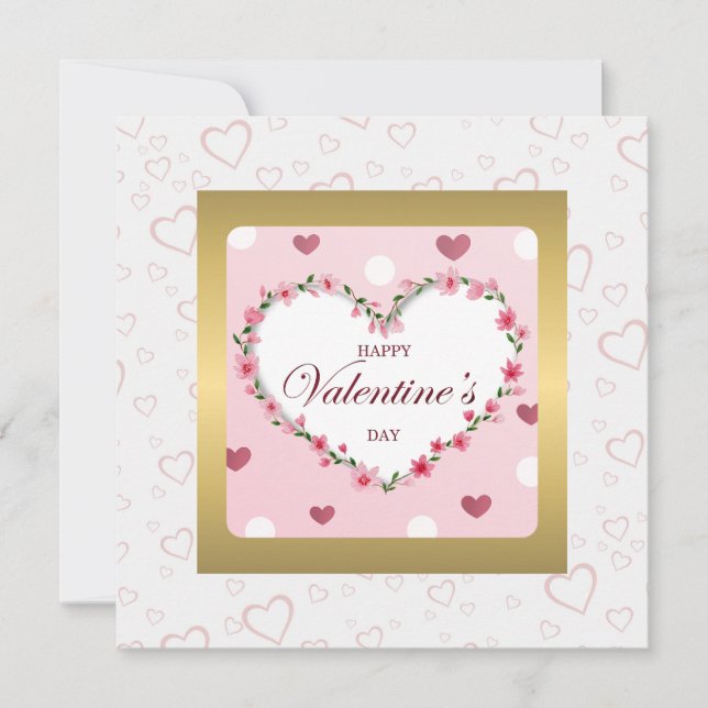 Rosenblütenherzen Valentinstag Geschenke Einladung (Vorderseite)