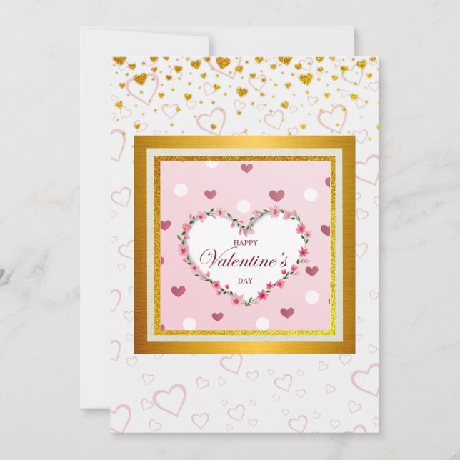 Rosenblütenherzen Valentinstag Geschenke Feiertagskarte (Vorderseite)