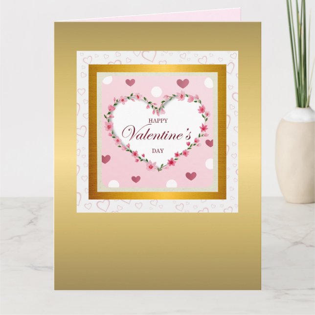 Rosenblütenherzen Valentinstag Geschenke Karte (Vorderseite)
