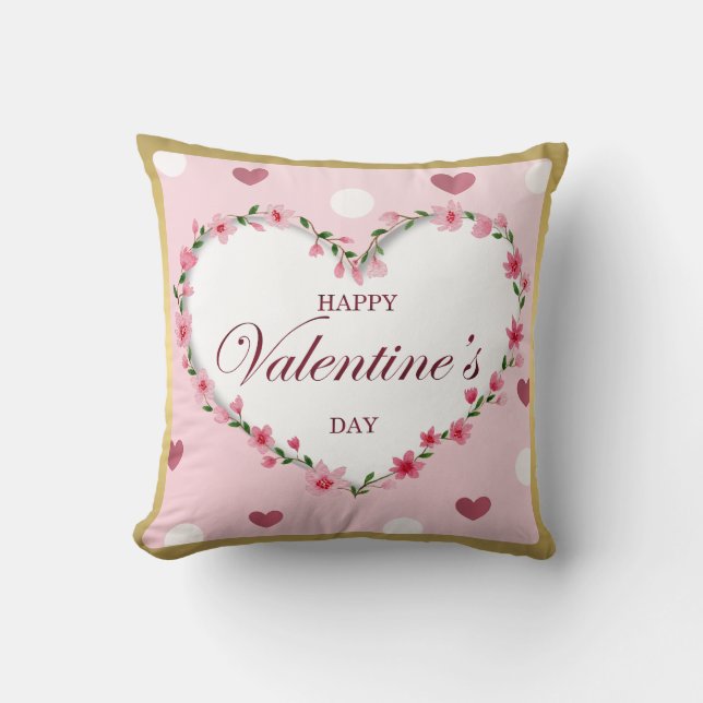 Rosenblütenherzen Valentinstag Geschenke Kissen (Vorderseite)