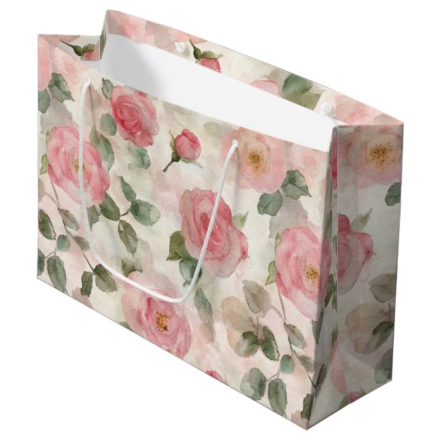 Rosenblütenhochzeit Große Geschenktüte (Vorderseite Schrägansicht)