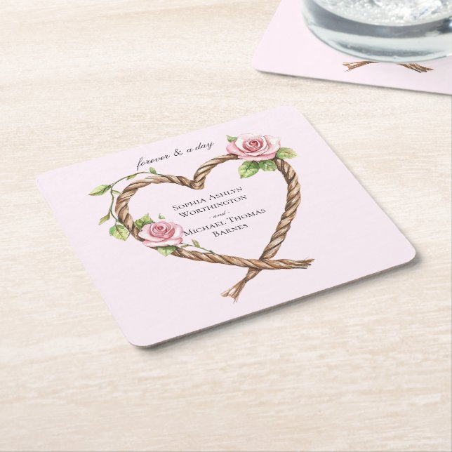Rosenblütenhochzeit Rechteckiger Pappuntersetzer (angewinkelt)