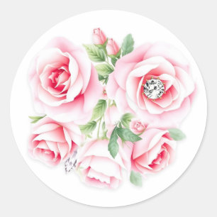Rosenblütenhochzeit und Blumenzwiebelsaft Runder Aufkleber