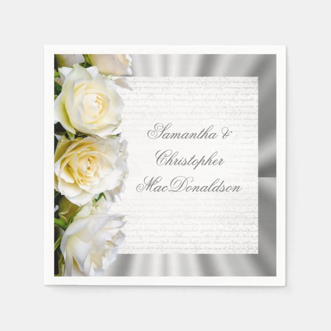 Rosenblütenhochzeit und Silberhochzeit Serviette (Vorderseite)