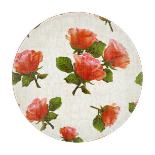 Rosenblütenmuster, vintage Hintergrund. Schneidebrett
