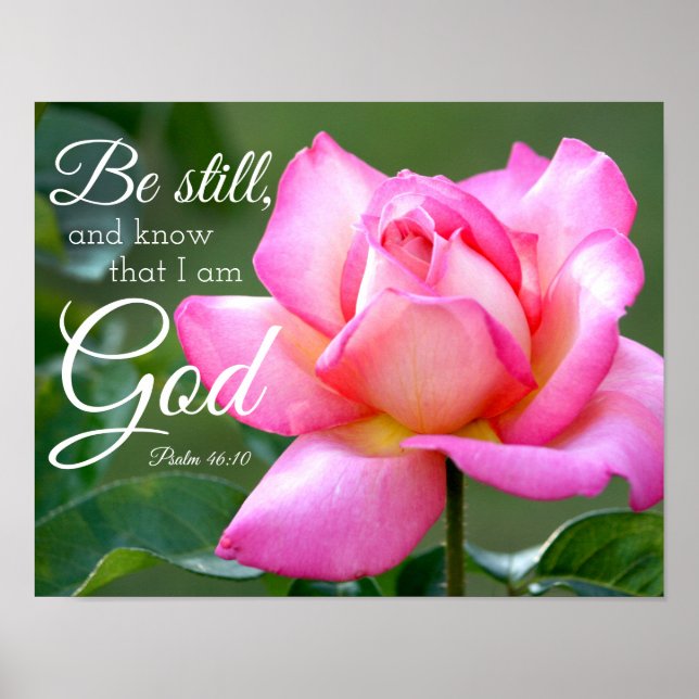 Rosenblütensträucher werden immer noch Psalm 46:10 Poster (Vorne)