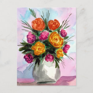 Rosenbouquet in Vasen Postkarte