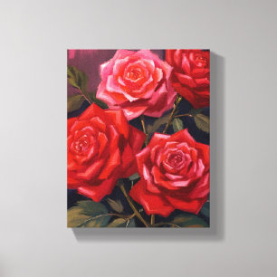 Rosenbouquet   Rote Blumen Aquarellmalerei Leinwanddruck