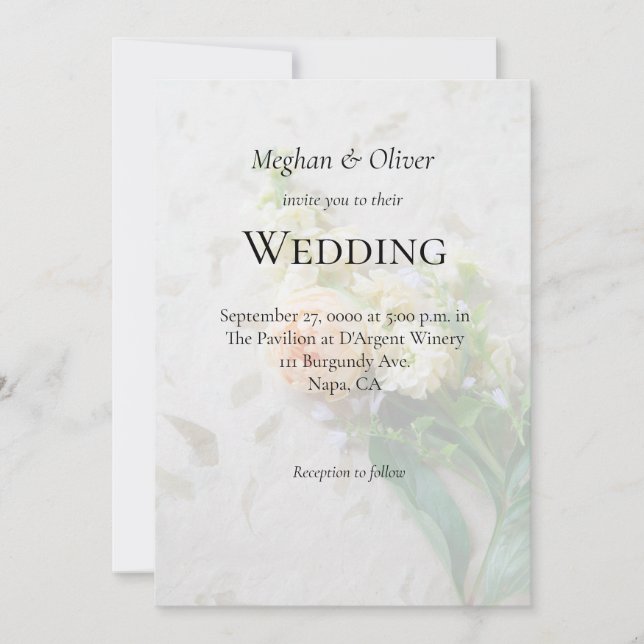 Rosenbukett in Pfirsichfarben Einladung (Vorderseite)