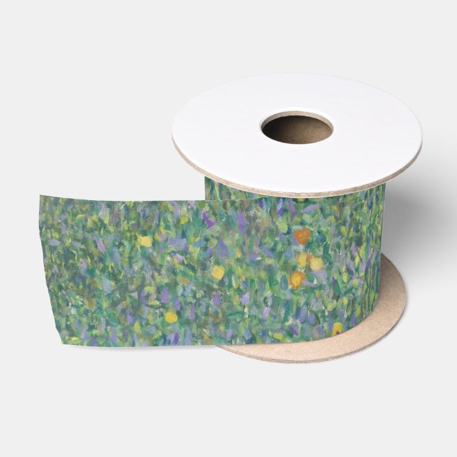 Rosenbüsche unter den Bäumen - Gustav Klimt Satinband (Spule)