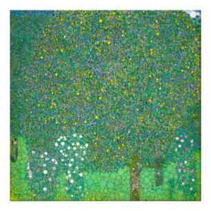Rosenbüsche unter den Bäumen von Nach Gustav Klimt Fotodruck