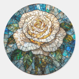 🌹 Rosenfenster-Kunstgeschenk für Blumenliebhaber Runder Aufkleber
