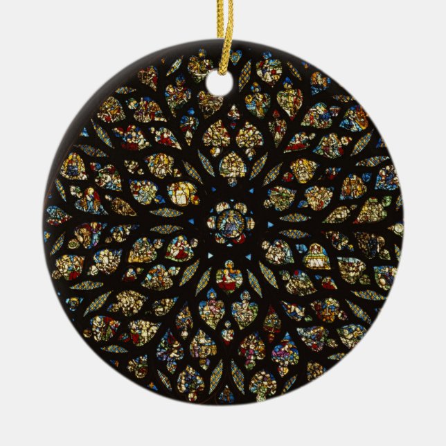 Rosenfenster über der Westtür, mit den Szenen Keramik Ornament (Vorne)