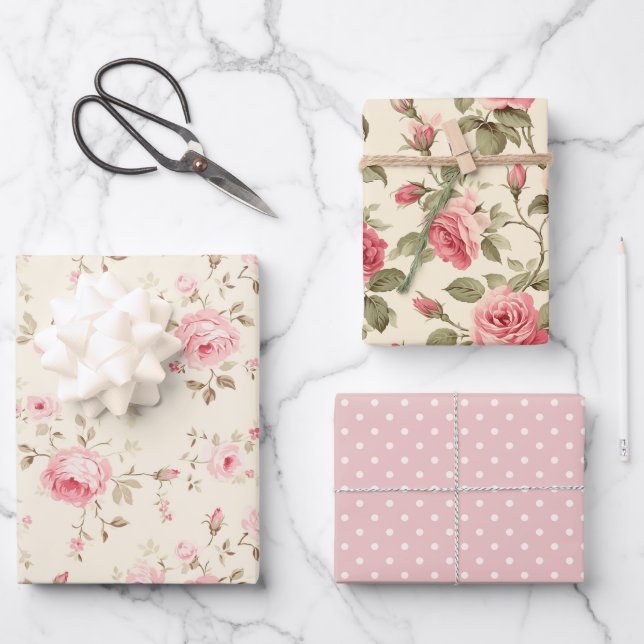 Rosenfreude Geschenkpapier Set (Vorderseite)