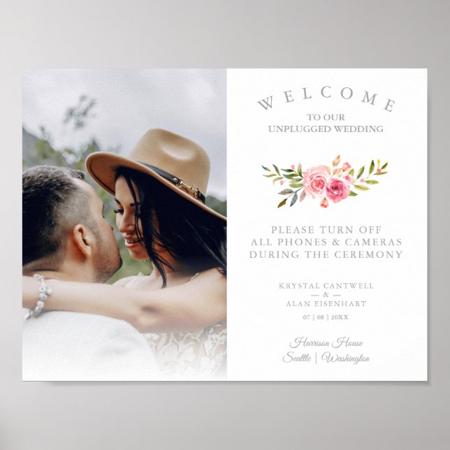 Rosengarland Hochzeit Unplugged Zeremonie Poster (Vorne)