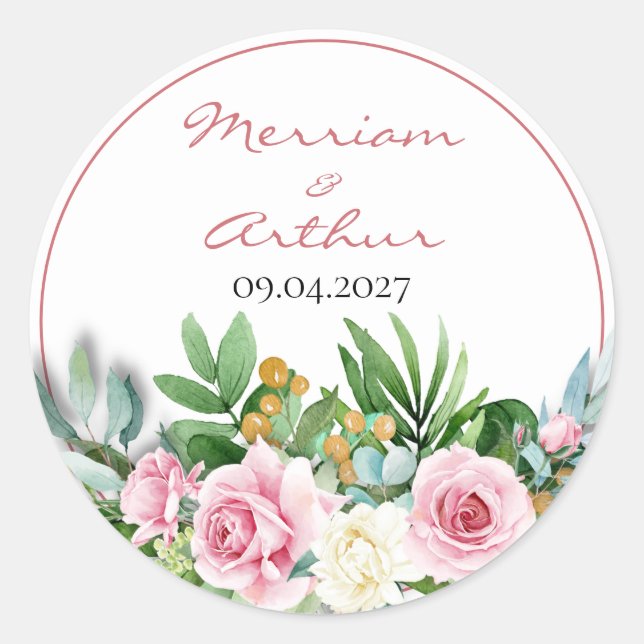 Rosengarnsticker Runder Aufkleber (Vorderseite)
