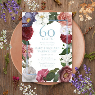 Rosengarten-Blumen zum 60. Hochzeitstag Einladung