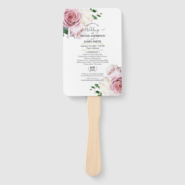 Rosengarten Blumengrün Minimal Moderne Hochzeit Fächer (Vorderseite)