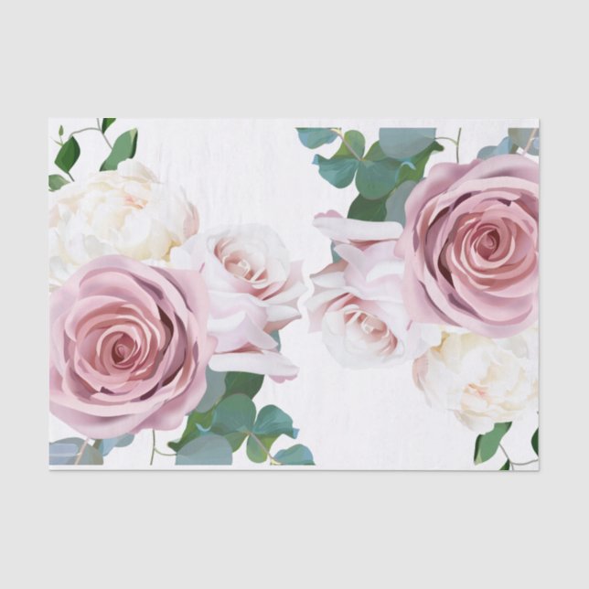 Rosengarten Blumengrün Moderne Hochzeit Seidenpapier (Vorderseite)