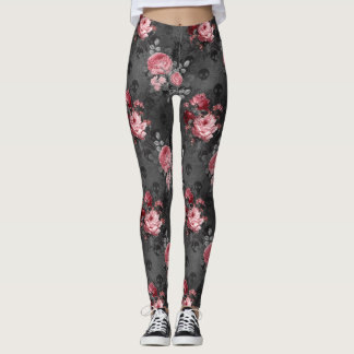 Rosengarten mit rosa und rosa Gotik Leggings