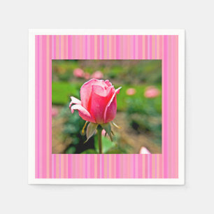 Rosengarten mit Streifen Serviette