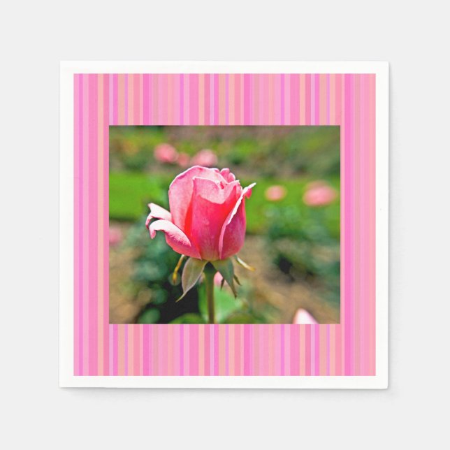 Rosengarten mit Streifen Serviette (Vorderseite)