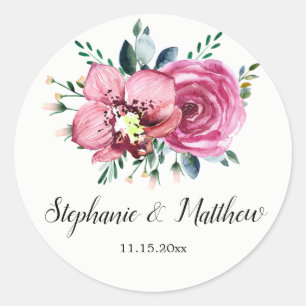 Rosengarten Orchideen Hochzeit Runder Aufkleber