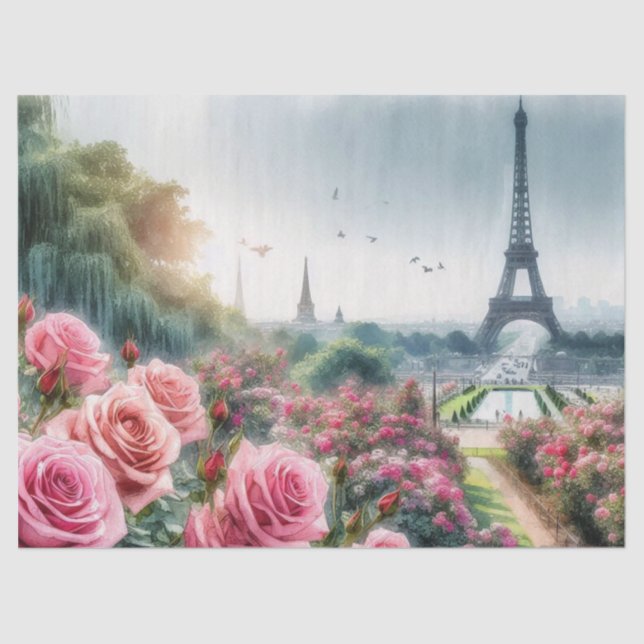 Rosengarten Paris Botanisches Gewebe Seidenpapier (Vorderseite)