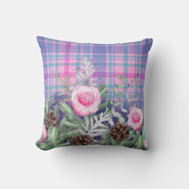 Rosengarten Pine Cones Klassisches Kariertes Muste Kissen (Vorderseite)