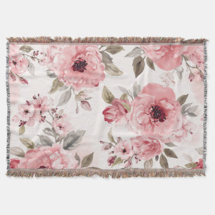 Rosengarten Pink Aquarell Blumenrosa Botanisch Decke
