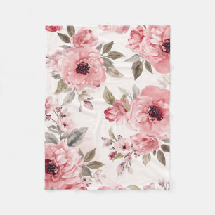 Rosengarten Rosa Wasserfarbe Floral Erröten Botani Fleecedecke