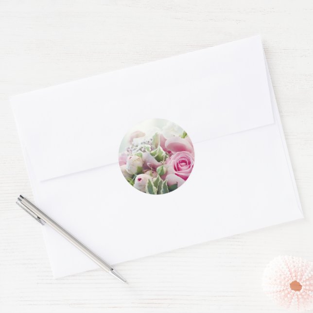 Rosengarten und Peony Buds Eleganter Umschlag Aufk Runder Aufkleber (Umschlag)