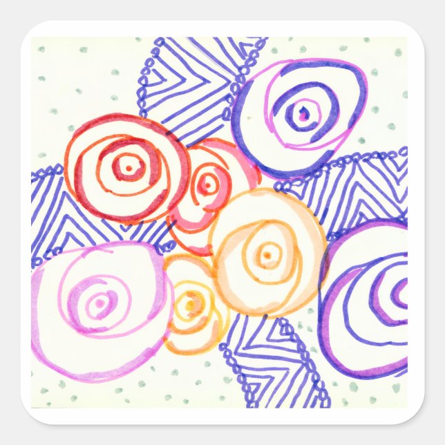 Rosengebinde Quadratischer Aufkleber (Vorderseite)
