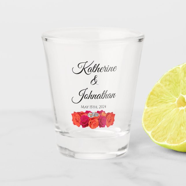 Rosengeld/Schuss-Tanz- Schnapsglas (Vorderseite)