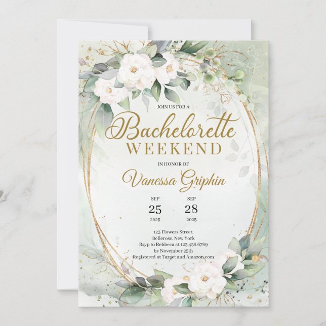 Rosengold-Bachelorette Einladung (Vorderseite)