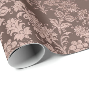 Rosengold Hütte Damask Bronze Powder Geschenkpapier